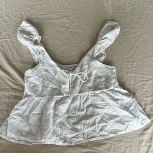 Hollister White Tie-Front Cropped Smocked Blouse